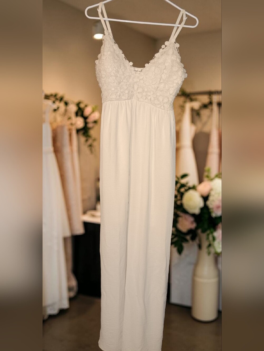 Derek Heart White Crochet-Bodice Maxi Dress